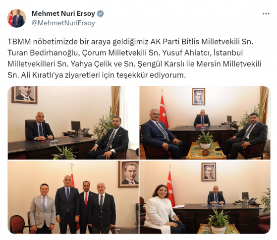 Bakan Ersoy, AK Parti Bitlis, Çorum, İstanbul ve Mersin Milletvekilleri ile görüştü