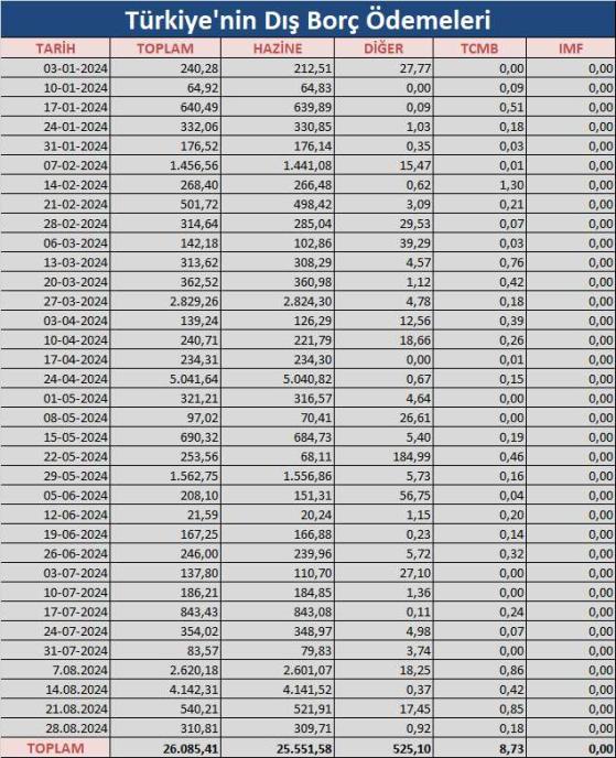 Dış Borç Ödemeleri ve Merkez Bankası Verileri