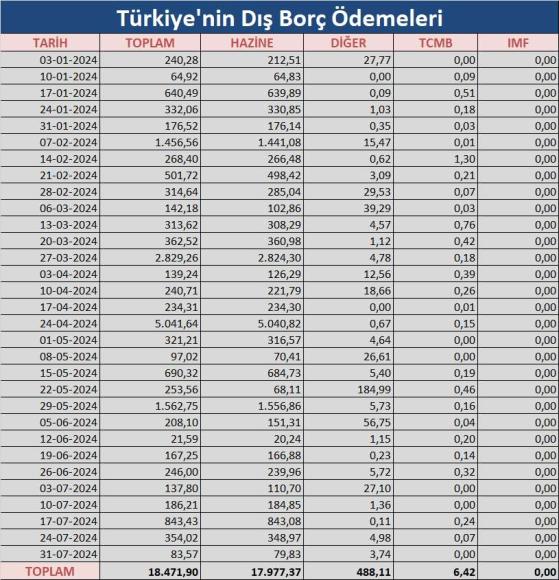 Dış Borç Ödemeleri ve Merkez Bankası Verileri